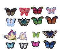ULTECHNOVO Lot de 16 Pièces de Patchs Papillon en Tissu Polyester Sequins, Autocollants Thermocollants pour Décoration de Vêtements et Accessoires Plusieurs styles