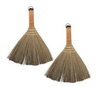 ULTECHNOVO Lot de 2 Balais à Main en Genêt Naturel Tressé Balayeuse de Sol Douce Balai de Nettoyage Petit Format 23x30 Cm Polyvalent pour Maison la Cuisine et Espaces Intérieurs