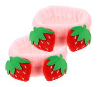 ULTECHNOVO Lot de 2 Bandeaux Souples de Fraise Rose Lavage du Visage, Bandeaux Élastiques de Maquillage et Soins du Visage, Accessoires Cheveux Femme pour Spa et Routine Beauté