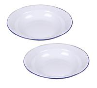 ULTECHNOVO Lot de 2 Bassines Émaillées Blanches 18 Cm, Bassine à Soupe Ménagère Vintage en Émail, Conteneur de Stockage Alimentaire Résistant, Accessoires la Cuisine Multifonction pour Usage