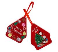 ULTECHNOVO Lot de 2 Boîtes à Bonbons en Fer Blanc de Maison de Noël Boîte de Rangement Métallique Festive pour Biscuits et Friandises Contenant Multifonction pour Garçon et Filles et