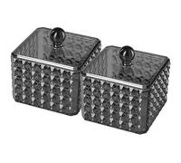 ULTECHNOVO Lot de 2 Boîtes de Rangement Multifonctionnelles en Acrylique Transparent à Grain Diamant Couvercle, Petits Récipients Compacts pour Cosmétiques et Cotons-tiges, Organisateur