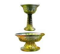 ULTECHNOVO Lot de 2 Bols D'offrande en Verre de Cristal, Bol à Pied Multi-usage, Coupe Décorative Bouddhiste pour Autel et Temple, Accessoire Prière Bouddhiste, Usage Maison et Rituel