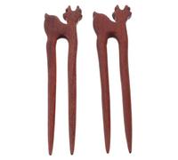 ULTECHNOVO Lot de 2 Épingles à Cheveux en Bois de Santal Rouge Double Tête Style Ancien pour Chignons Traditionnels Chinois Accessoires Coiffure Femmes Cheveux Longs Adaptées Mariées et