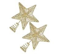 ULTECHNOVO Lot de 2 Étoiles de Noël en Fer Forgé Doré 20 CM avec Base Spirale Décoration Scintillante pour Sapin Noël Sommet d’Arbre Rustique et Vintage Ornement Sapin pour Fête