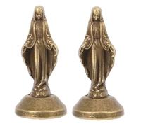 ULTECHNOVO Lot De 2 Figurines Vierge Petite Sculpture en Laiton 2x2x4,8 Cm Solide pour Prière Contemplation Décoration Religieuse Maison Église
