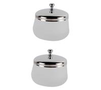 ULTECHNOVO Lot de 2 Gobelets de Nettoyage pour Manucure en Verre Dépoli Couvercle Inox, Taille Moyenne, pour Nail Art Professionnel et Usage Privé