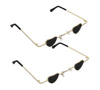 ULTECHNOVO Lot De 2 Petites Lunettes De Soleil À Monture Fine Pour Femme Style Hippie Classique Style Halloween Amusantes Style Cercle Nœud Noires