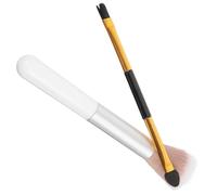 ULTECHNOVO Lot de 2 Pinceaux de Maquillage Double Tête pour Yeux Pinceau Surligneur et Pinceau Estompeur Fibres Synthétiques Souples Manche en Bois pour Maquillage Précis et