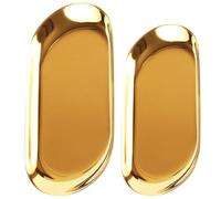 ULTECHNOVO Lot de 2 Plateaux Dorés en Acier Inoxydable Petit et Grand Format Plateau Décoratif Polyvalent pour Serviettes Bijoux et Desserts Design Ovale Élégant pour Maison et
