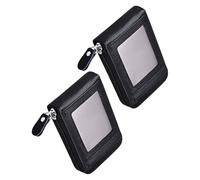 ULTECHNOVO Lot de 2 Porte-Cartes en Cuir de Vachette avec Fermeture Éclair Lisse, Design Fin et Multi-emplacements pour Cartes, pour Diverses Occasions