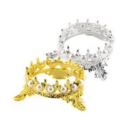 ULTECHNOVO Lot de 2 Porte-stylo de Manucure Couronne en Alliage et Nacre, Présentoir à Pinceaux Nail Art Doré et Argenté, Accessoire Manucure Décoratif pour Salon et Usage Personnel