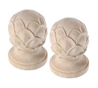 ULTECHNOVO Lot de 2 Set de Embouts de Poteau en Bois Sculpté Sommet de Poteau Fleur de Lotus Décoration en Bois Naturel 43 X 6 CM Ornements de Clôture et Pommeau d'Escalier pour