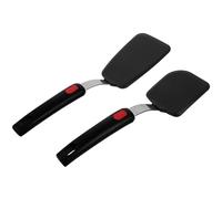 ULTECHNOVO Lot de 2 Set de Spatules de Cuisson en Silicone Antiadhésif Manche en Acier à Ressort, Résistantes la Chaleur, Grandes Spatules Polyvalentes pour Wok, Omelettes, Crêpes