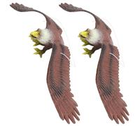 ULTECHNOVO Lot de 2 Suspensions Extérieures Aigles Réalistes en Plastique Brun, Décorations Suspendues pour Jardin, Effet Rotatif Vent, Modèles Grands Oiseaux Décoratifs pour Arbre et Espace