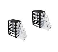 ULTECHNOVO Lot De 2 Tiroirs De Rangement En Plastique Pour Bureau Organiseur De Bureau Avec 5 Tiroirs Transparents Armoire De Rangement Multi-Usages À Cinq Niveaux Pour La Maison Le Bureau