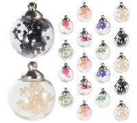 ULTECHNOVO Lot de 20 Pendentifs en Verre Creux Multicolores, Boules Décoratives Transparentes Fleurs Séchées, Accessoires DIY pour Bijoux, Bracelets et Colliers, Décoration Artisanale