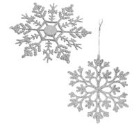 ULTECHNOVO Lot de 24 Flocons de Neige Pailletés en Plastique Argenté 10 CM Décorations Scintillantes pour Sapin de Noël Accessoires Légers pour Fêtes et Créations Décoratives