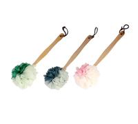 ULTECHNOVO Lot de 3 Brosses de Bain à Long Manche en Bois Grosse Taille Boules de Bain Souples pour Nettoyage du Dos Mousse Riche Couleurs Assorties pour Usage Domestique
