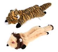 ULTECHNOVO Lot de 3 Jouets Sonores pour Chien en Peluche Interactive Forme Tigre Guépard Jeune Lion Accessoires pour Chiots et Chiens Jouets à Mâcher Amusants