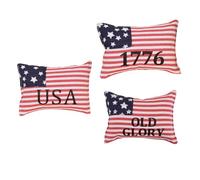 ULTECHNOVO Lot de 3 Mini Coussins Décoratifs Drapeau Américain en Tissu 3 Modèles USA 1776 Old Glory Décoration Patriotique pour Plateau de Fête Intérieure Accessoires pour Independence