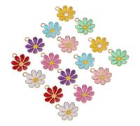 ULTECHNOVO Lot de 30 Breloques Marguerite en Alliage Coloré Émaillé Mini Pendentifs Floraux pour Création de Bijoux DIY Bracelets Colliers et Porte-Clés Décorations Artisanales