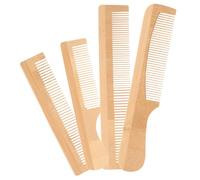 ULTECHNOVO Lot de 4 Peignes à Cheveux en Bambou Portables, Petites Tailles Variées, Peignes à Dents Fines et Larges, Adaptés aux Cheveux Bouclés pour Femmes et Hommes, Usage Voyage