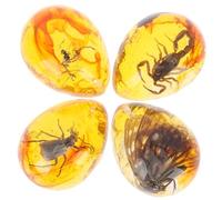 ULTECHNOVO Lot De 4 Spécimens D'insectes En Résine D'ambre Ambrée, Grosse Taille, Pendentifs Diy Pour Création De Bijoux Artisanaux, Décoration Créative, Usage Famille Et Amis, Présent Polyvalent