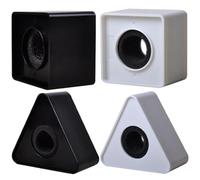 ULTECHNOVO Lot de 4 Stations de Drapeaux Microphone en Mousse et Abs, Cubes et Triangles, Noir et Blanc, pour Interview, Conférence et Émissions Tv, Support Portable pour Microphone sans