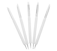 ULTECHNOVO Lot de 5 Mini-Outils de Modelage en Silicone Blanc pour Argile et Poterie Stylos à Double Pointe pour Sculpture Traçage et Embossage pour Travaux Manuels Créatifs et Céramique