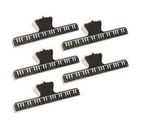 ULTECHNOVO Lot de 5 Pinces Noires pour Partitions de Musique en Abs, Design Classique, Légères Forte Prise pour Musiciens et Lecteurs