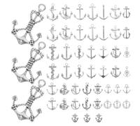 ULTECHNOVO Lot de 50 Set de Set de Pendentifs D'ancre en Alliage de Zinc Argenté Style Vintage Rétro, Charme Nautique pour Loisirs Créatifs et Besoins Commerciaux