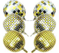ULTECHNOVO Lot de 6 Ballons Aluminium Boule Disco Mini Décoration de Fête à Thème Couleurs Doré Argenté et Noir Doré pour Soirées Anniversaires et Événements Festifs