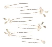 ULTECHNOVO Lot de 6 Épingles à Cheveux Mariage en Alliage Doré Perles Synthétiques Forme en U pour Maintien Sûr Accessoires de Coiffure Élégants pour Mariée et Demoiselles D’Honneur