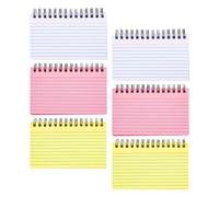 ULTECHNOVO Lot de 6 Petits Carnets à Spirale 7,6 X 12,7 Cm - Fiches Bristol Lignées Jaunes, Blanches et Roses - Bloc-notes de Poche pour École, Bureau, Fiches de Révision et Organisation