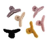 ULTECHNOVO Lot de 6 Pinces à Cheveux en Plastique et Peluche Artificielle, Accessoires Coiffure Élégants pour Femmes, Grosse Taille, Maintien Anti-désordre Couleur Aléatoire