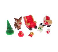 ULTECHNOVO Lot de 8 Décorations de Noël en Résine Motifs Père Noël Bonhomme de Neige Sapin Renne et Traîneau Légères et Portables Décorations de Sapin et Bureau pour Ambiance Festive