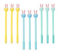 ULTECHNOVO Lot de 9 Stylos à Écrire de Lapin Cartoon, en Silicone et Métal, Légers et Pratiques pour L'étude Travail des Garçon et Filles et Étudiants