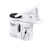 ULTECHNOVO Loupe de Téléphone Portable 60X avec Clip Microscope Portable Mini à Fort Grossissement Lumière LED Blanche et Violette Intégrée Loupe Grossissante Compacte pour Observation et