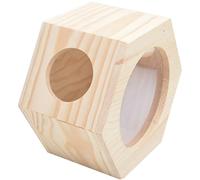 ULTECHNOVO Maison en Bois pour Hamster Plateforme Sécurisée et Forme Hexagonale en Pin Beige, Aire de Jeu pour Petits Animaux comme Chinchillas et Hamsters