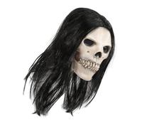 ULTECHNOVO Masque Crâne Halloween Latex Réaliste avec Cheveux Masque Tête de Squelette Flexible pour Adultes Accessoire Effrayant pour Déguisées Escape Game et Cosplay