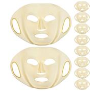 ULTECHNOVO Masque Facial en Silicone Réutilisable Hydratant 10 Pièces Masque en Feuille de Silicone, Extensible, à Accroche Oreilles Or, pour Soins du Visage et Voyage, pour Femmes
