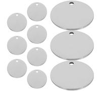 ULTECHNOVO Médailles Métalliques Rondes Ne Raye Pas la Peau en Acier Inoxydable Lot de 10 Lisse pour Chien pour Pendentifs et Identification d'animaux