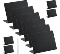 ULTECHNOVO Mini Ardoises Noires L en Pvc Effaçables pour Buffet et Fêtes, Panneau Tableau de Table Empilable 11 Pièces pour Messages Faciles