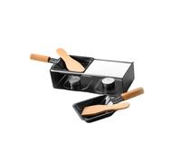 ULTECHNOVO Mini Gril de Cuisson avec Poignée Bois Plaque Antiadhésive pour Fondue Au Fromage Résistante à Haute Température sans Bougie pour Camping et Pique-