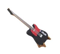 ULTECHNOVO Miniature Guitar Model Set with Stand Dollhouse Decor for Music Enthusiasts Portable and Easy to Assemble Mini Electric Instrument