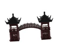 ULTECHNOVO Miniature Pavilion Figurine Asian Zen Garden Pavilion Mini Pagoda with Bridge Statue for Aquarium Terrarium Micro Landscape Bonsai Decor