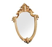 ULTECHNOVO Miroir Mural Suspendu Vintage Résine Dorée Miroir De Salle De Bain Décoratif Style Antique Design Relief Creux Sculpté Adapté Chambre Et Salle Eau