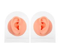 ULTECHNOVO Modèle D’Oreille en Silicone Médical Réaliste Gauche et Droite avec Support Acrylique Transparent 2 Pièces pour Entraînement Piercing Présentation Bijoux et Formation Esthétique