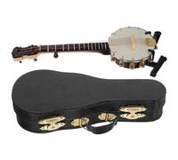 ULTECHNOVO Modèle de Banjo en Bois Miniature Noir, Figurine Décorative | Reproduction Réaliste, Finition Cuivre et Plastique, avec Étui de Rangement, pour Salle de Pratique et Anniversaire